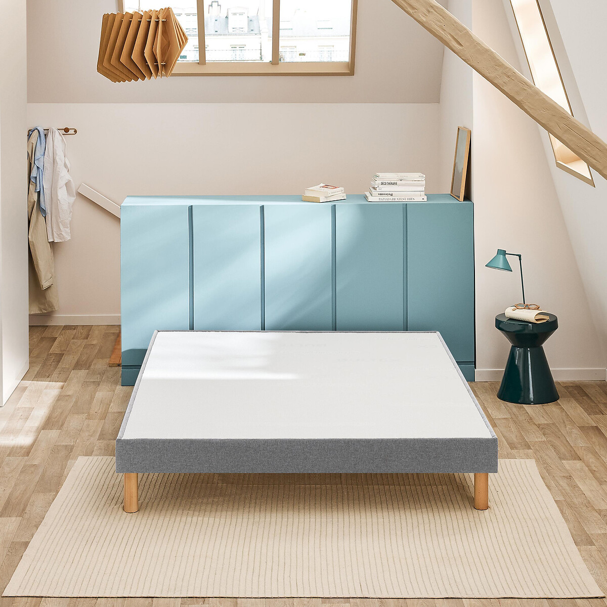 Sommier tapissier à lattes confort ferme Vigoroso tramé gris clair, BULTEX