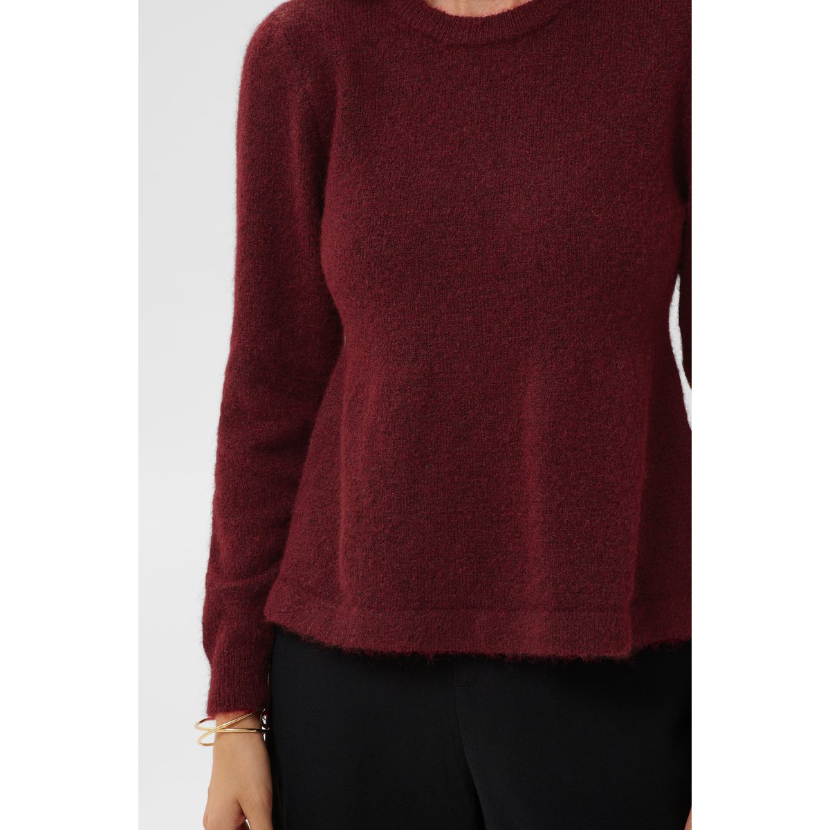 Cardigan à tricot rouge cabernet melange, CREAM