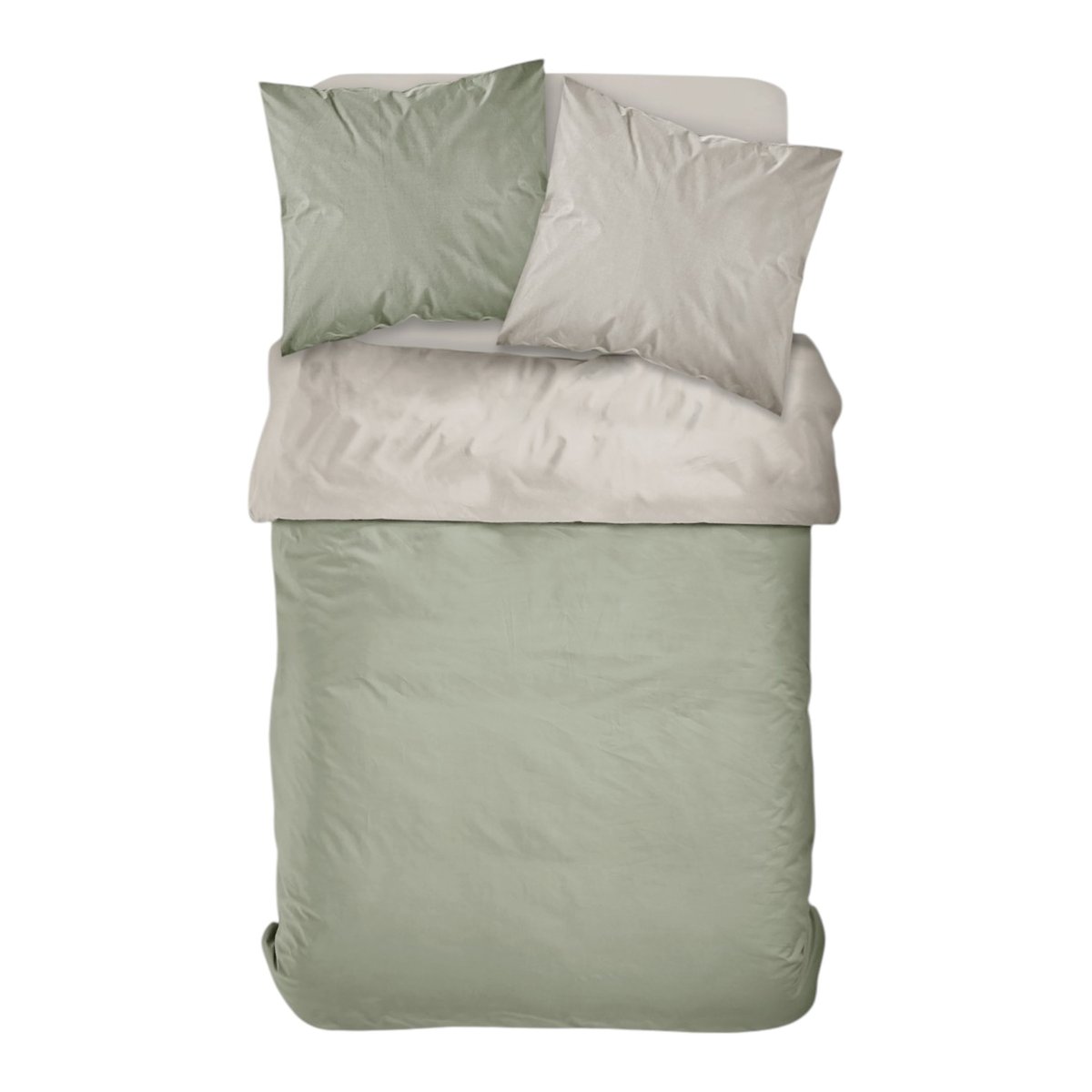 Parure de lit 2 personnes bicolore coton PRESTIGE beige, TODAY