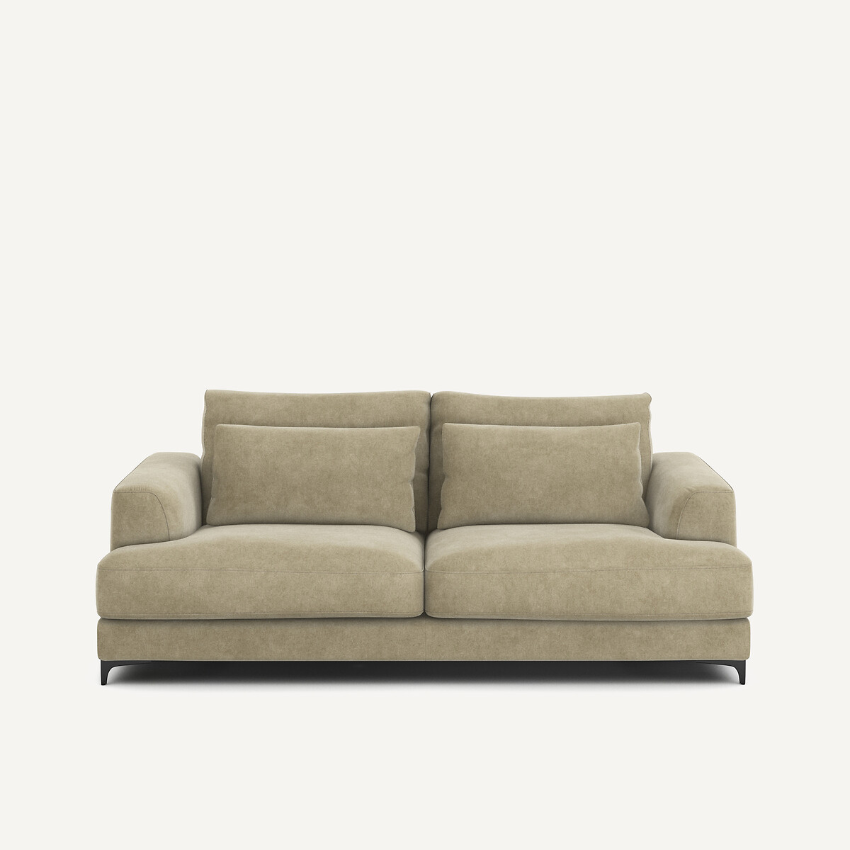 Canapé 3P convertible velours stonewashed, Marsile gris shiitaké, AM.PM