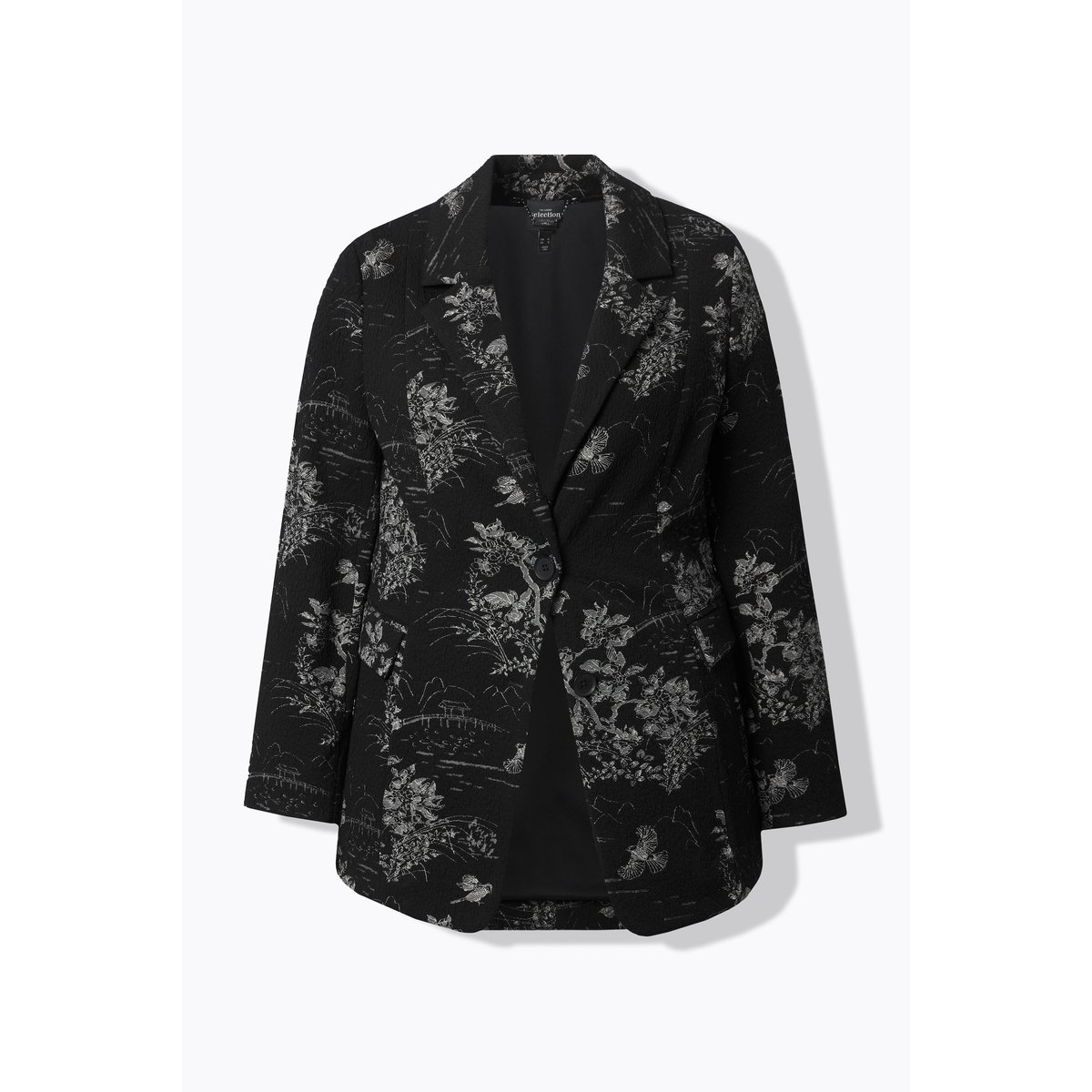 Blazer jacquard à manches longues et col noir, ULLA POPKEN