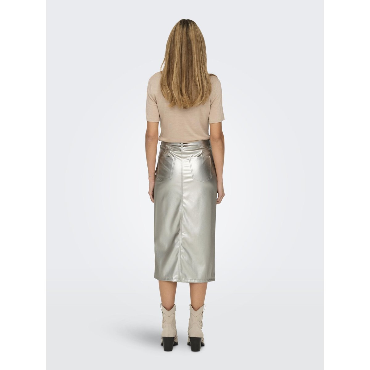 Jupe En Cuir Synthétique ONLLOLA-ELYNA Jupe longue silver, ONLY
