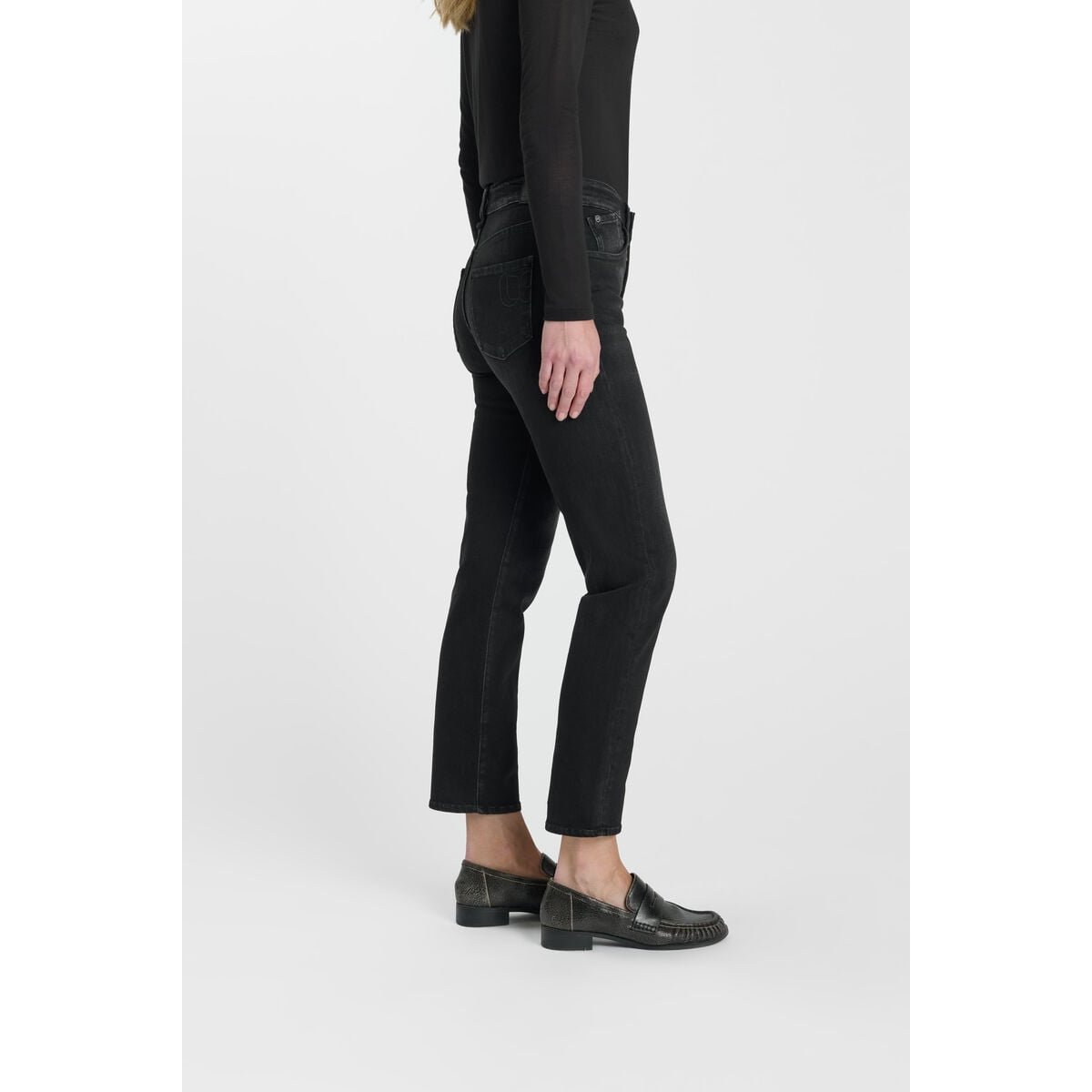 Jeans droite , longueur 34 black / black, LE TEMPS DES CERISES