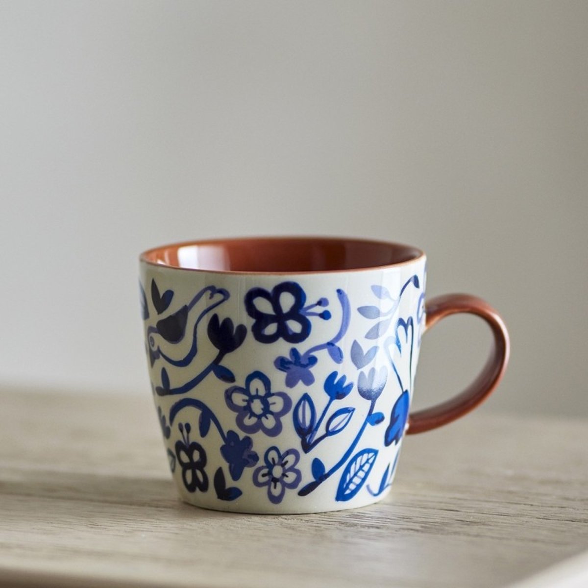 Mugs grès motif floral Figuria set de 4 bleu, BLOOMINGVILLE