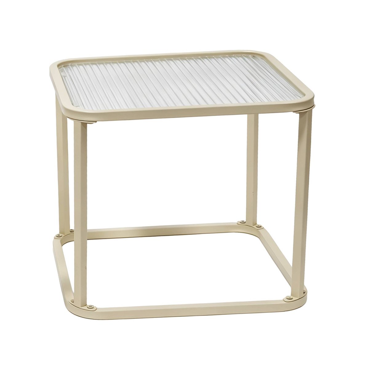 Tables gigognes métal et verre strié TANO ecru, SWEEEK