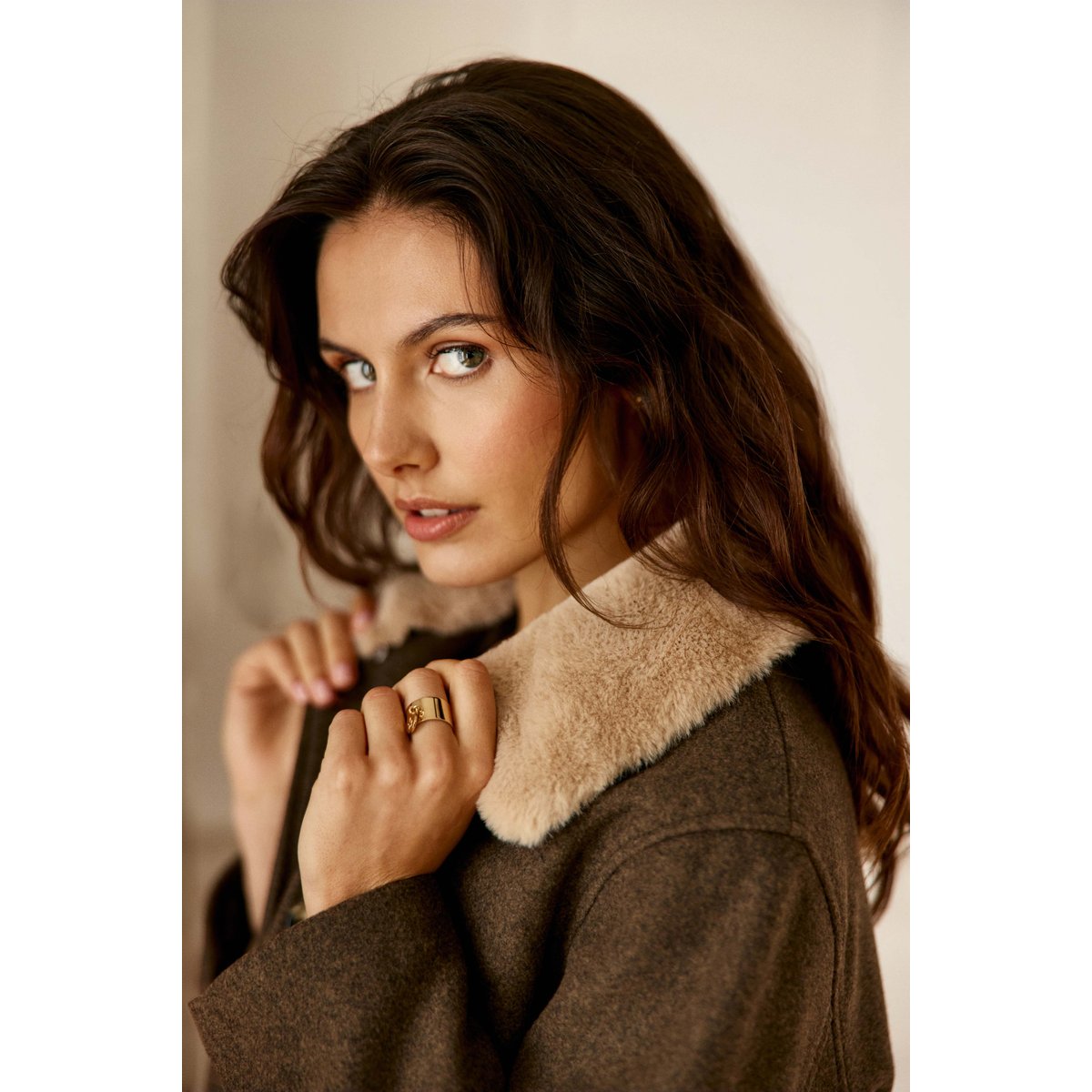 Manteau col amovible uni NATTIE 16-marron, LA PETITE ETOILE