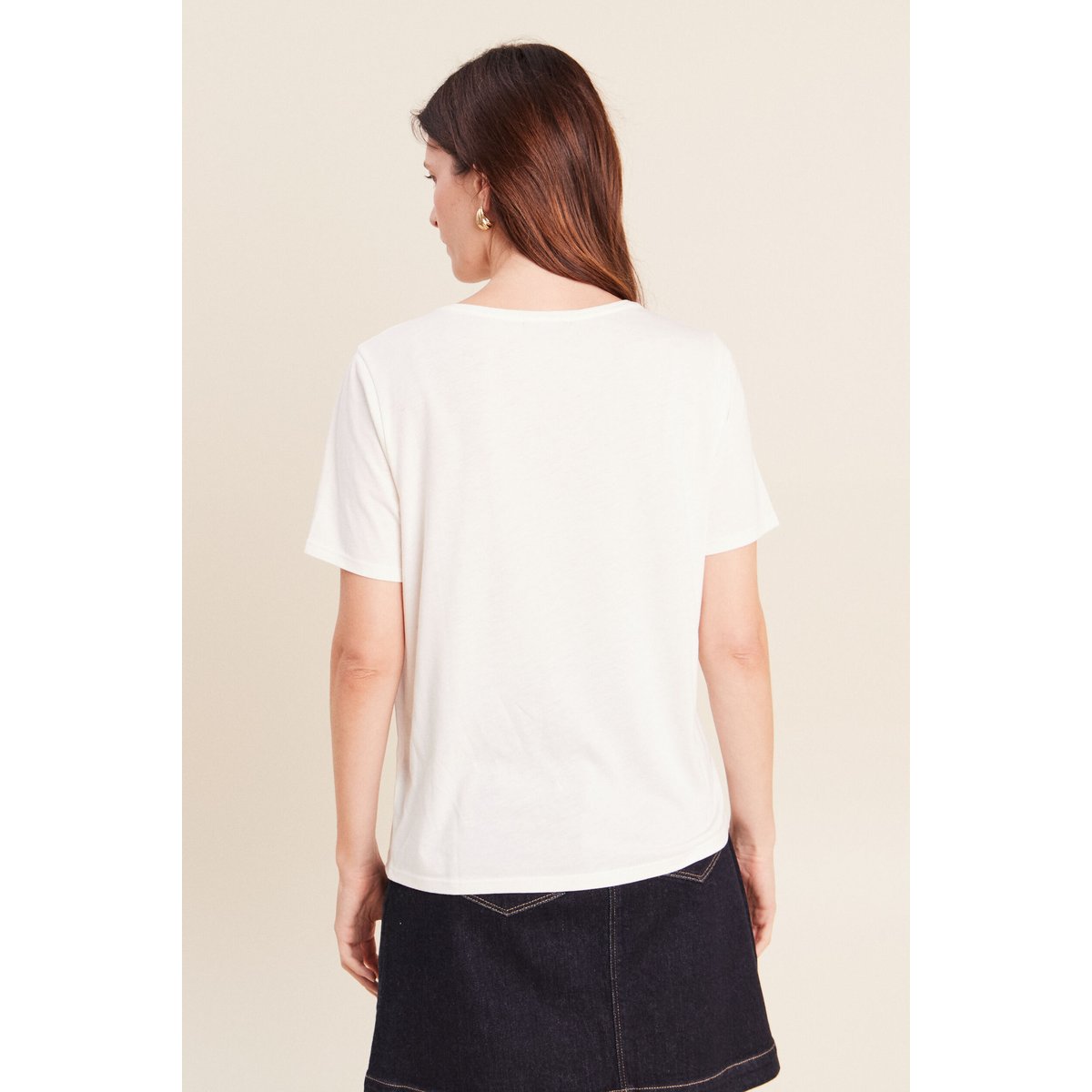 T-shirt col rond manches courtes ecru, BREAL