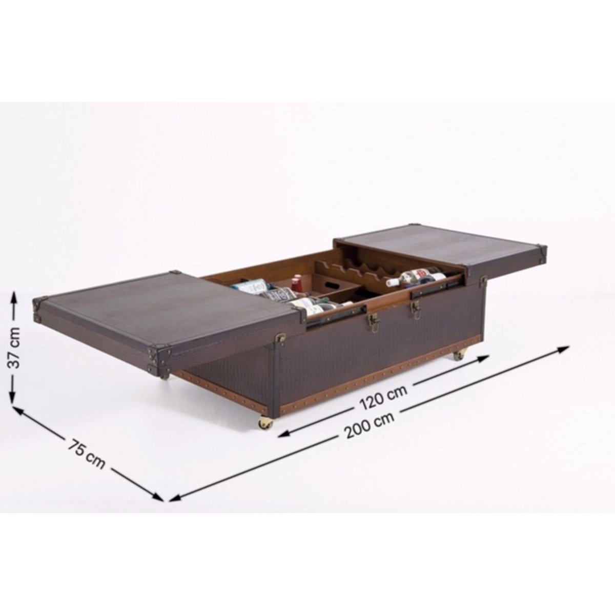 Table basse bar en simili croco, GLOBETROTTER marron, KARE DESIGN