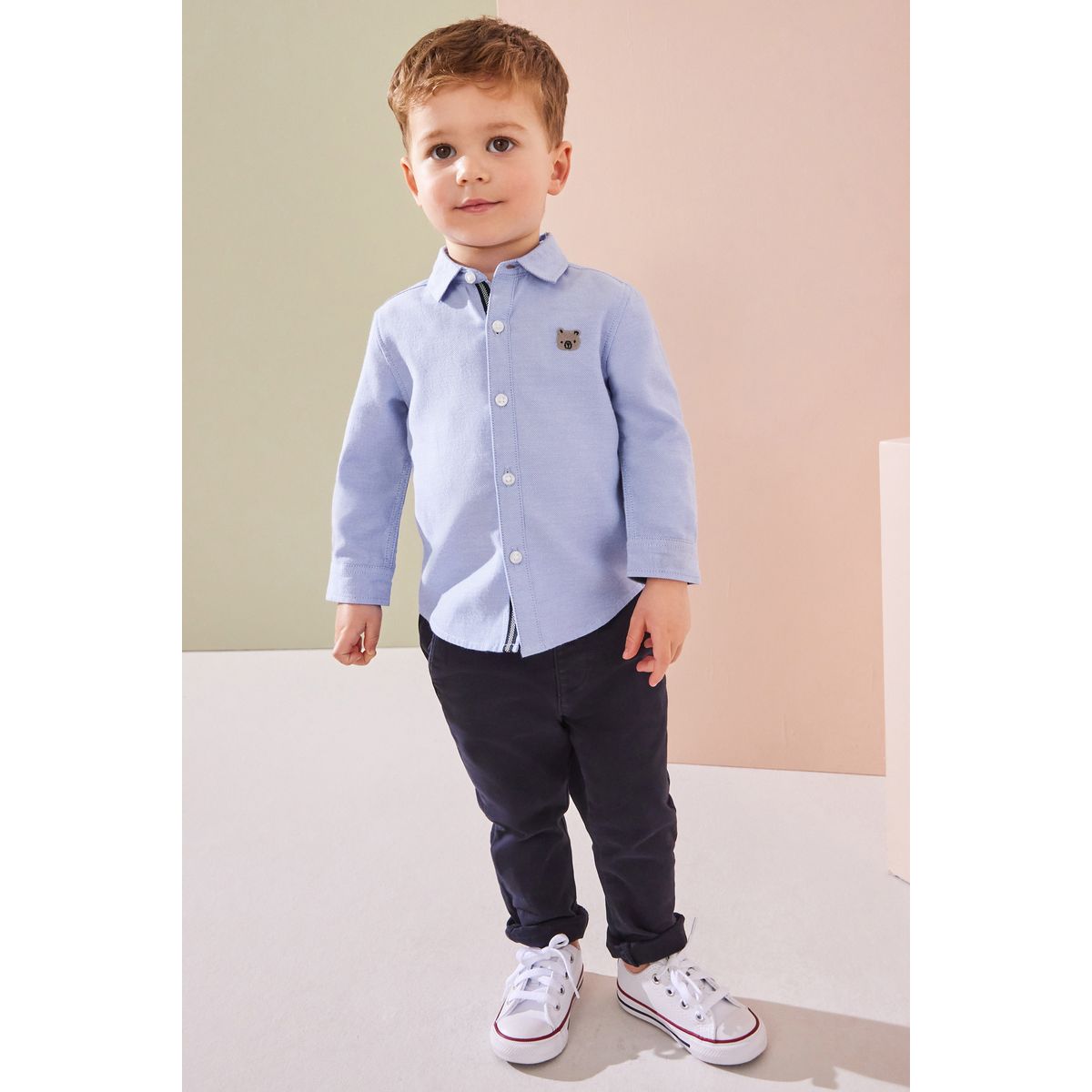 Chemise oxford à manches longues caractère bleu, NEXT