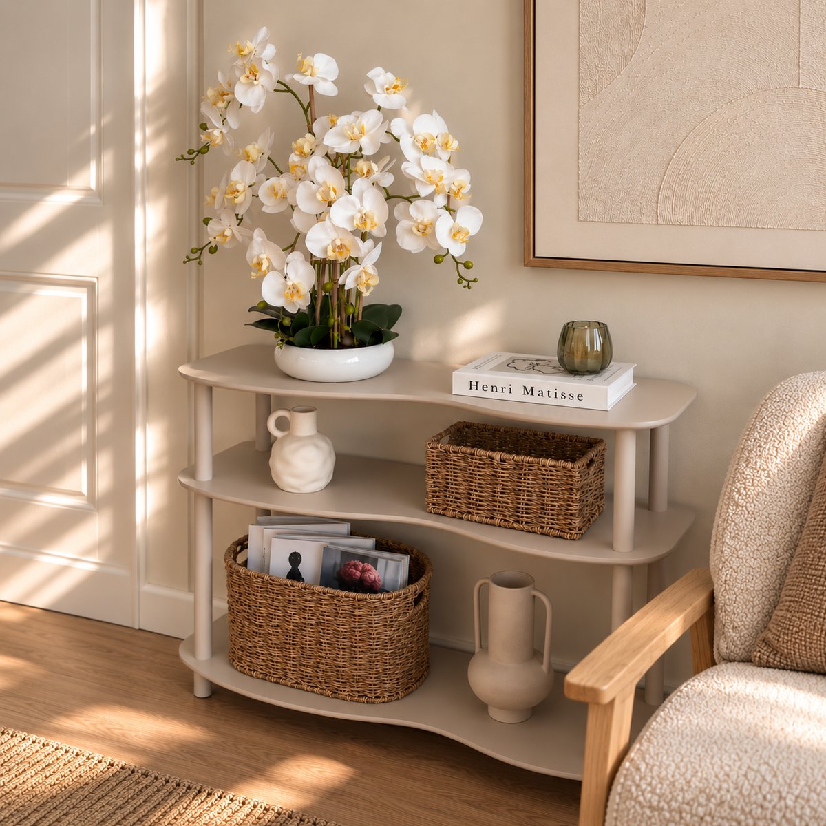 Orchidée artificielle blanche 55cm blanc, LIGNE DECO
