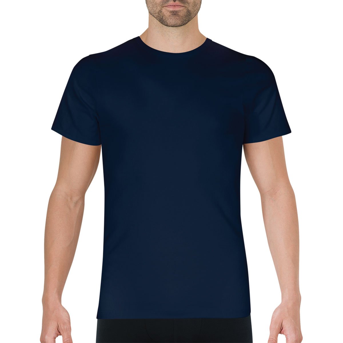 Tee-shirt col rond PUR COTON PREMIUM marine, EMINENCE