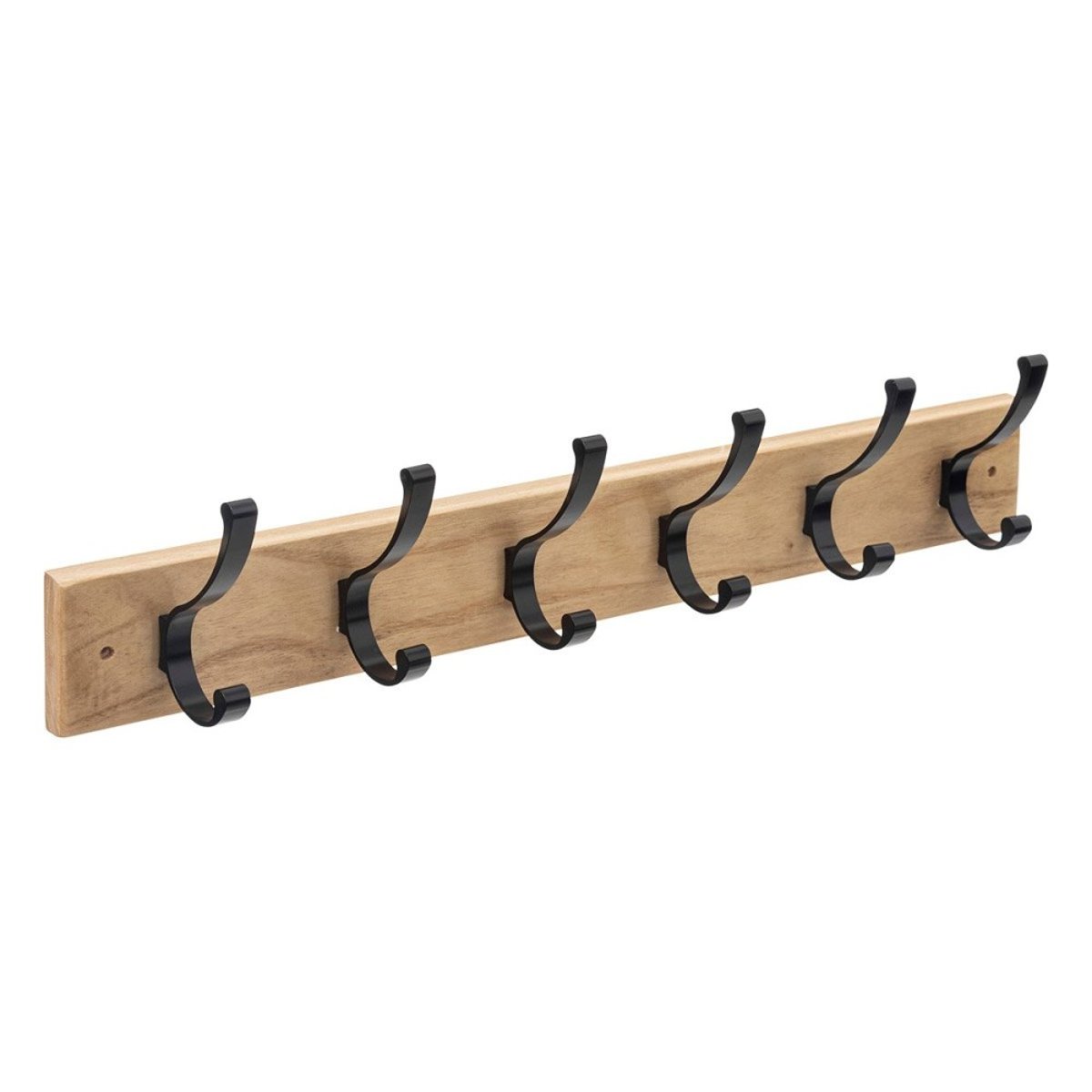 Patère 6 Têtes Bois Naturel Et Noir beige, ATMOSPHERA