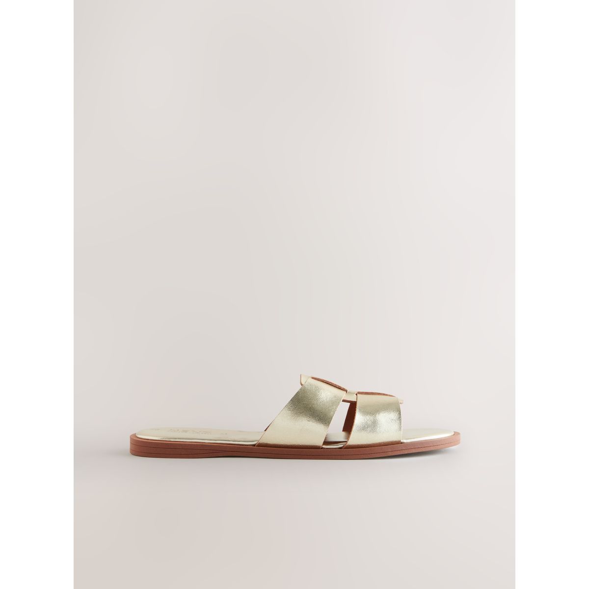 Sandales mules cuir doré, NEXT