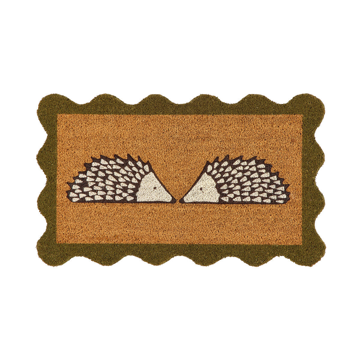 Spike Scalloped Edge Coir Doormat green/brown, SCION