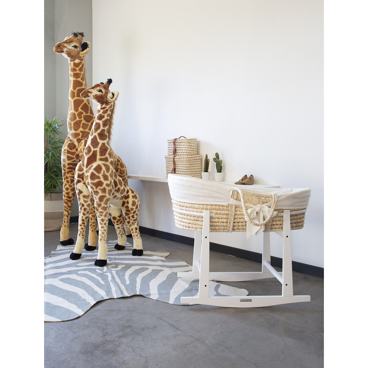 Panier moise soft natural avec matelas habillage ecru, CHILDHOME