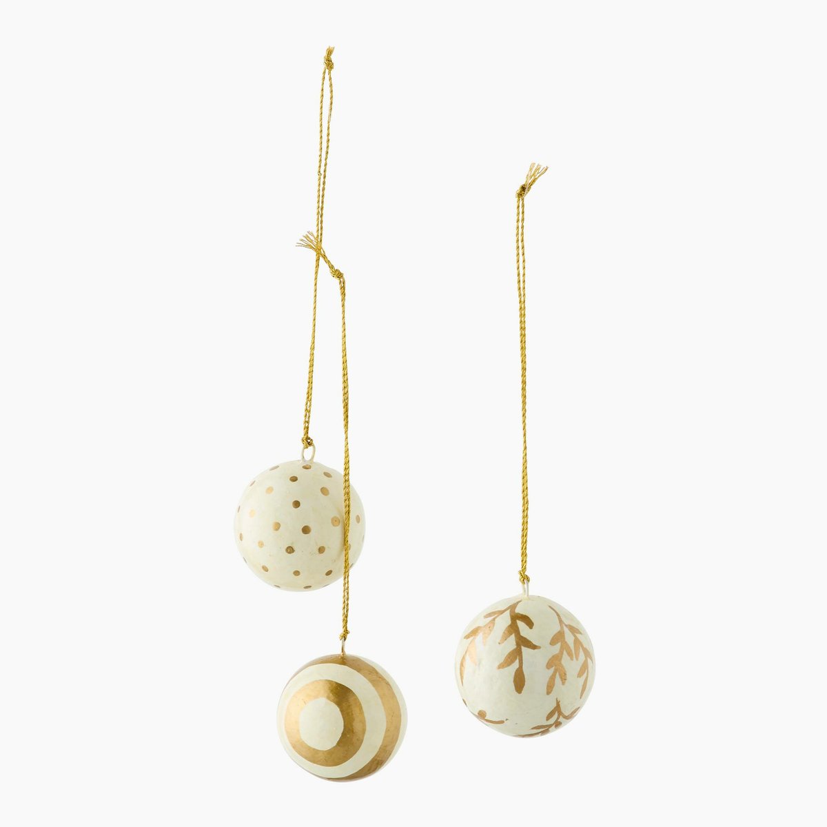 Lot de 3 boules, 3cm, en papier recyclé dore, MONOPRIX