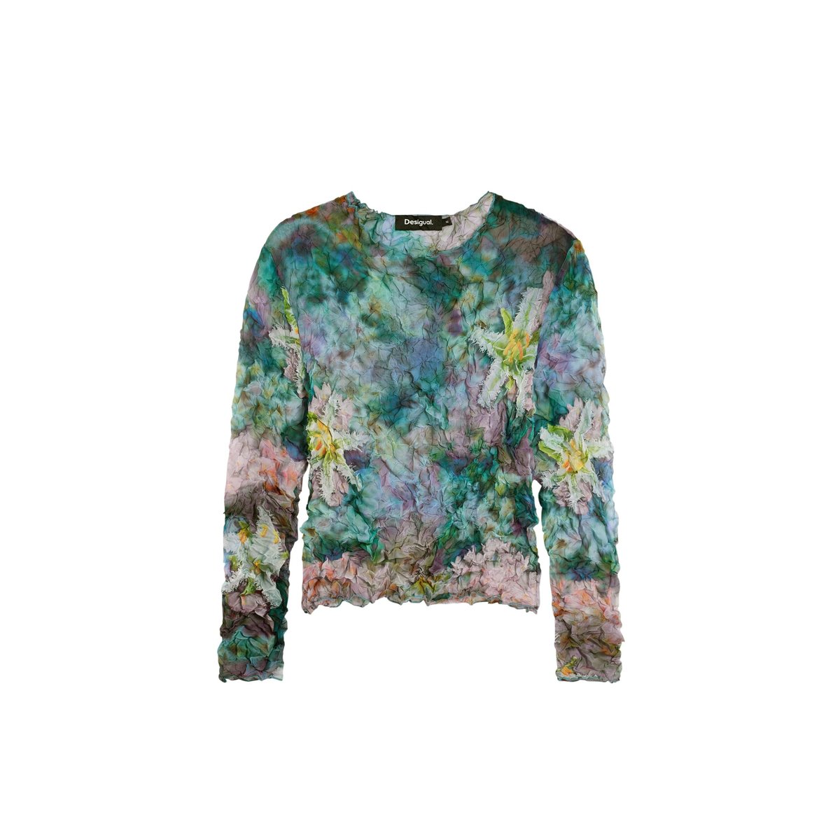 Blouse texture fleurs bleu, DESIGUAL