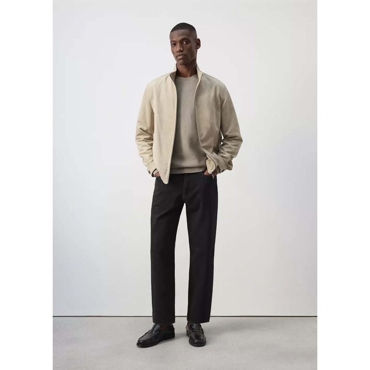 Jean Sammy court coupe carotte black denim, MANGO MAN