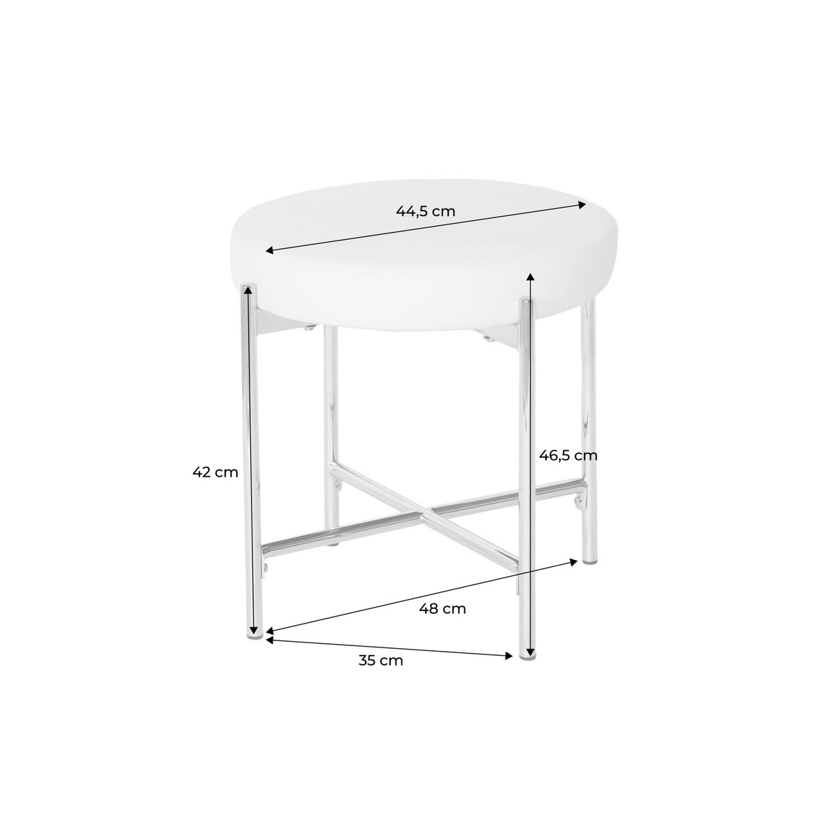 Tabouret vintage acier chromé et simili cuir (lot de 2) LOLA noir, SWEEEK