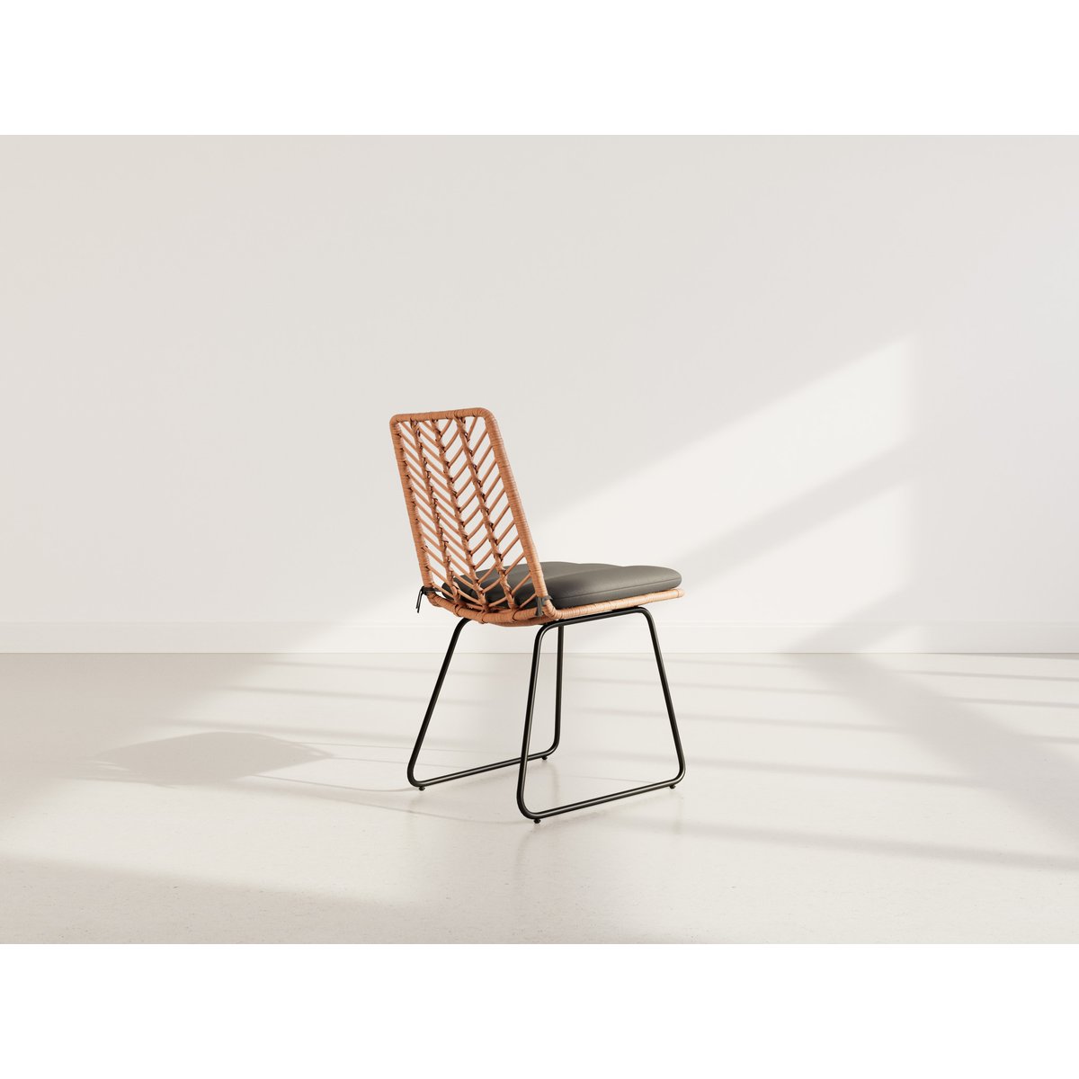 Lot de 4 chaises effet rotin, FORENZA noir / bois, BEST MOBILIER