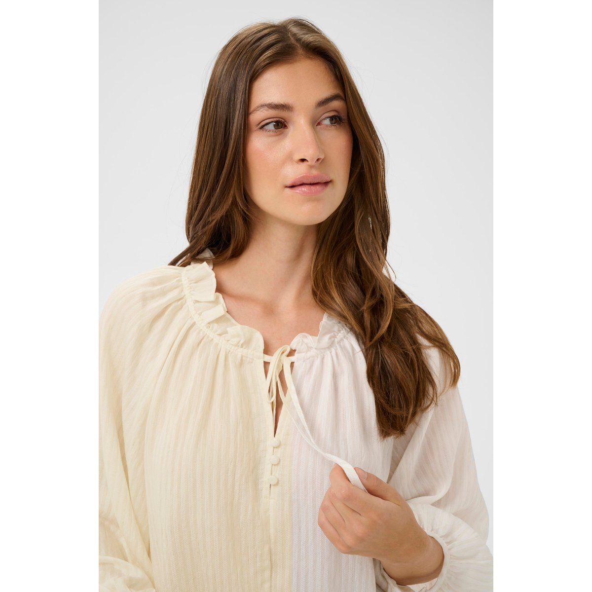 Blouse à manches longues blanc whisper white, CREAM
