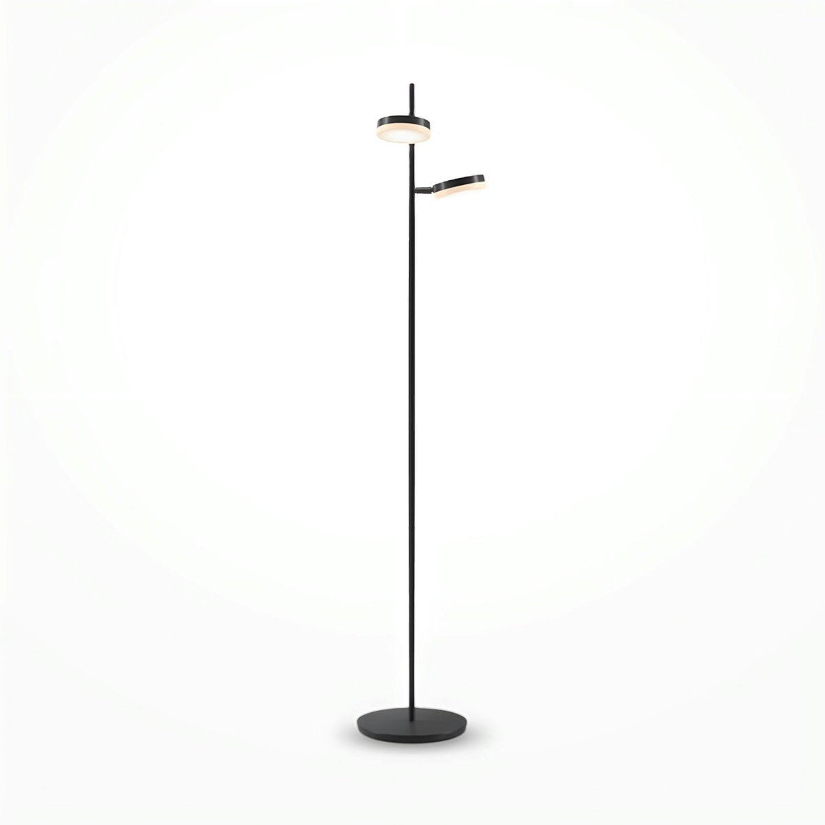 Lampadaire noir LED – 2 lampes disques articulées OCALA noir, PIER IMPORT