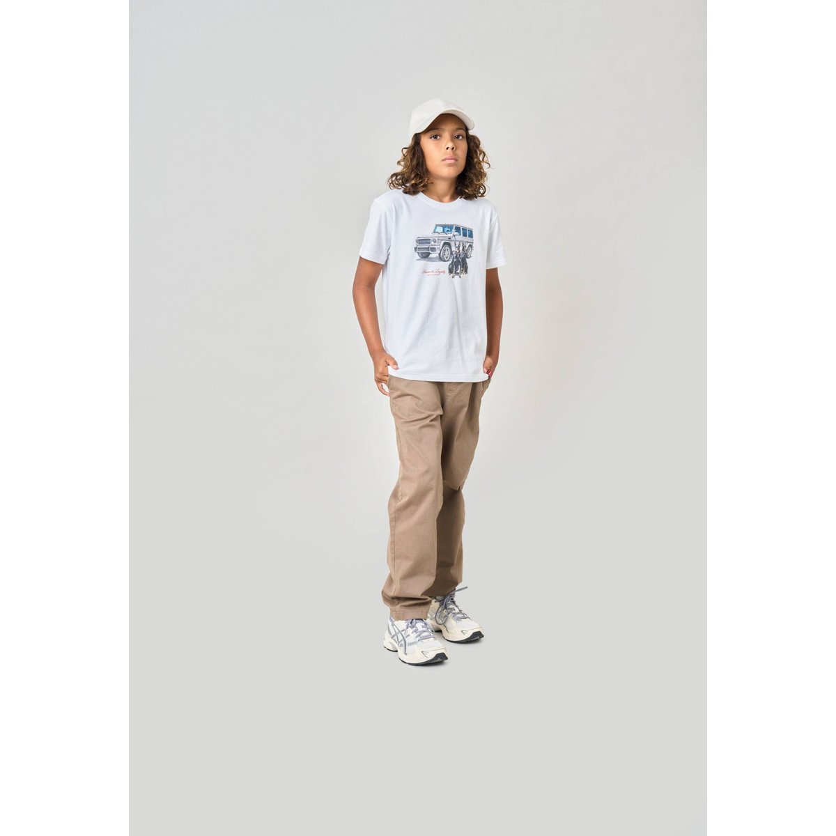T-shirt confort garçon en coton imprimé voiture & chiens DOBBY white, DEELUXE