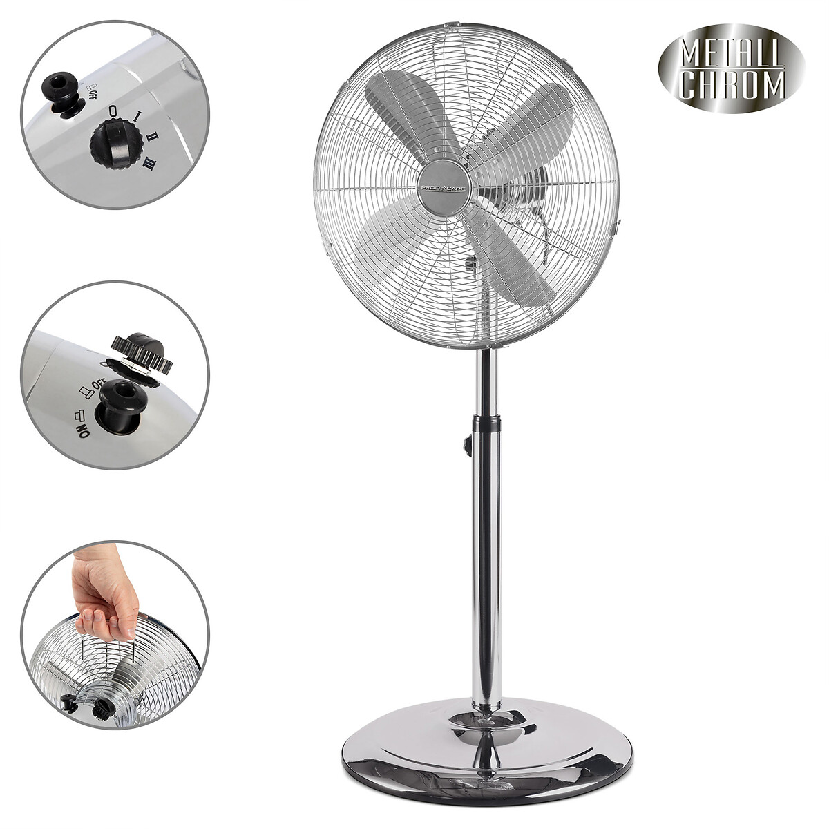 Ventoinha de pé alto VL 3064 MS, PROFICARE inox, PROFICARE