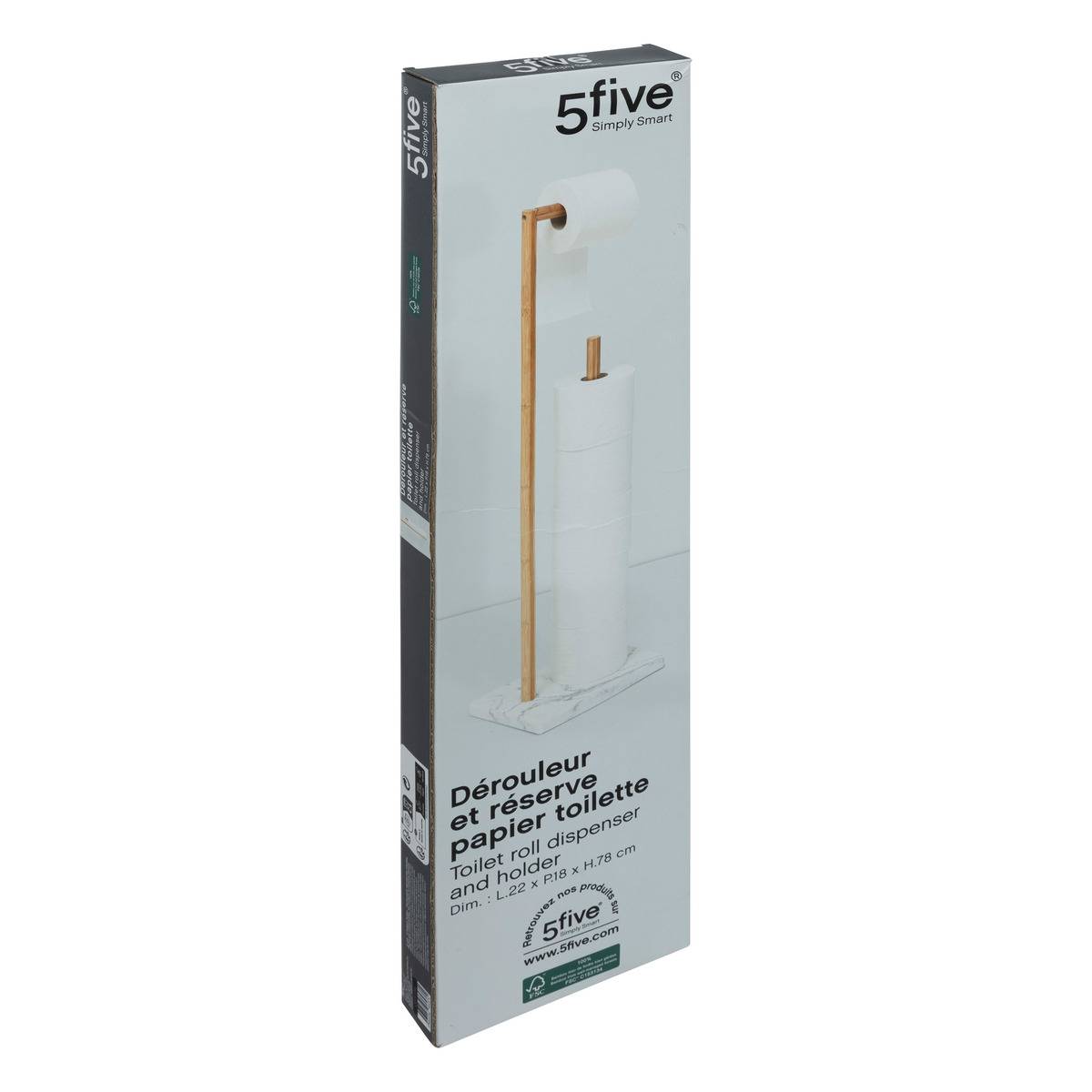 Dérouleur papier toilette avec réserve LEA blanc, 5FIVE SIMPLY SMART