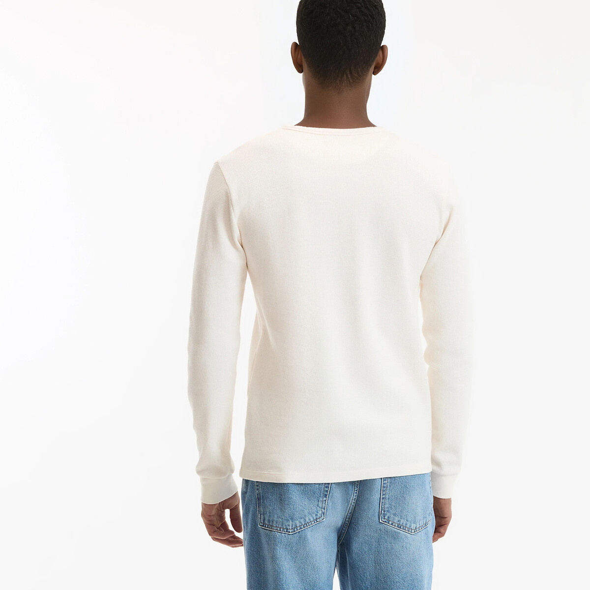 Grandad Collar T-Shirt with Long Sleeves ecru , LA REDOUTE COLLECTIONS