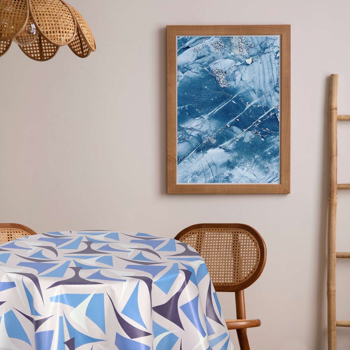 Nappe en toile cirée ronde FIGU bleu, TOILINUX