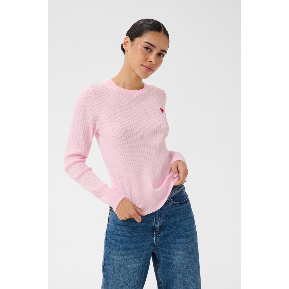 Pullover tricoté rose ballerina/red heart, KAFFE