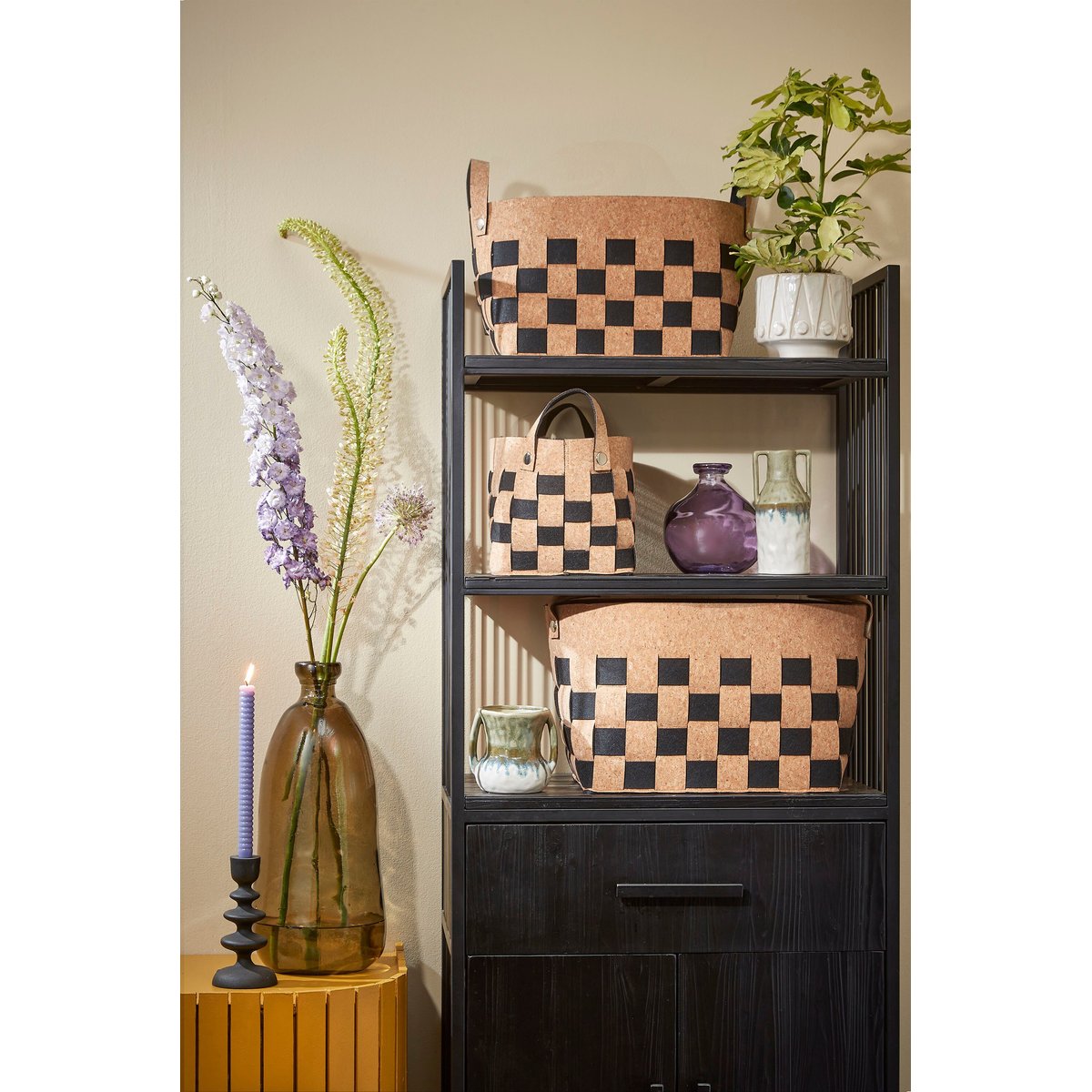 Ensemble de 2 paniers de rangement noir, MICA DECORATIONS