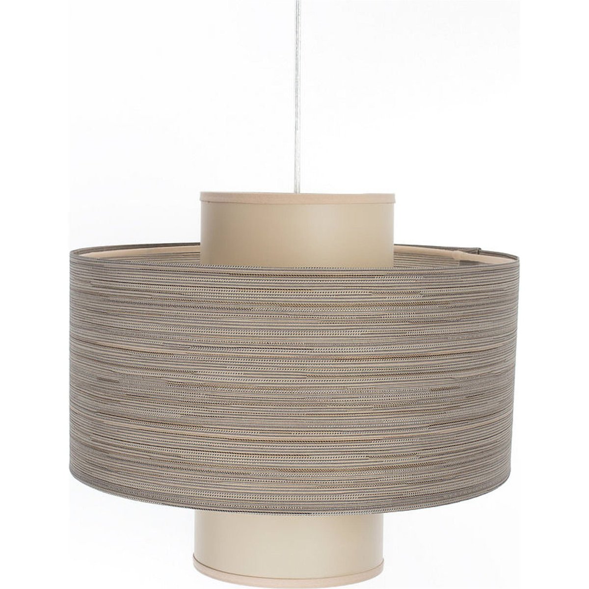 Suspension ronde en jute et lin TWIN LIGHT beige naturel et bois clair, BPS KONCEPT