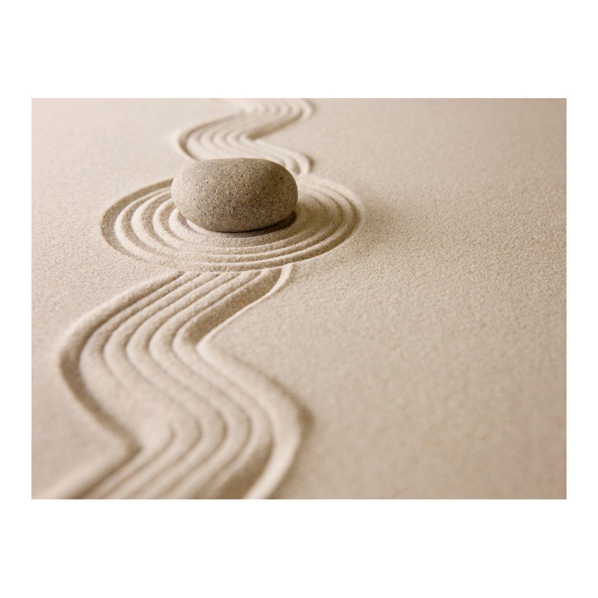 Papier peint intissé panoramique Orient Zen sand garden multicouleur, EDEN