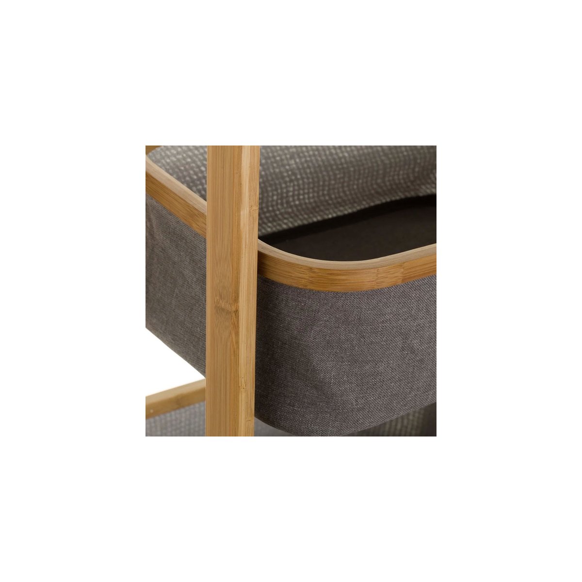 Étagère de rangement pour salle de bain bambou et paniers gris gris, WADIGA