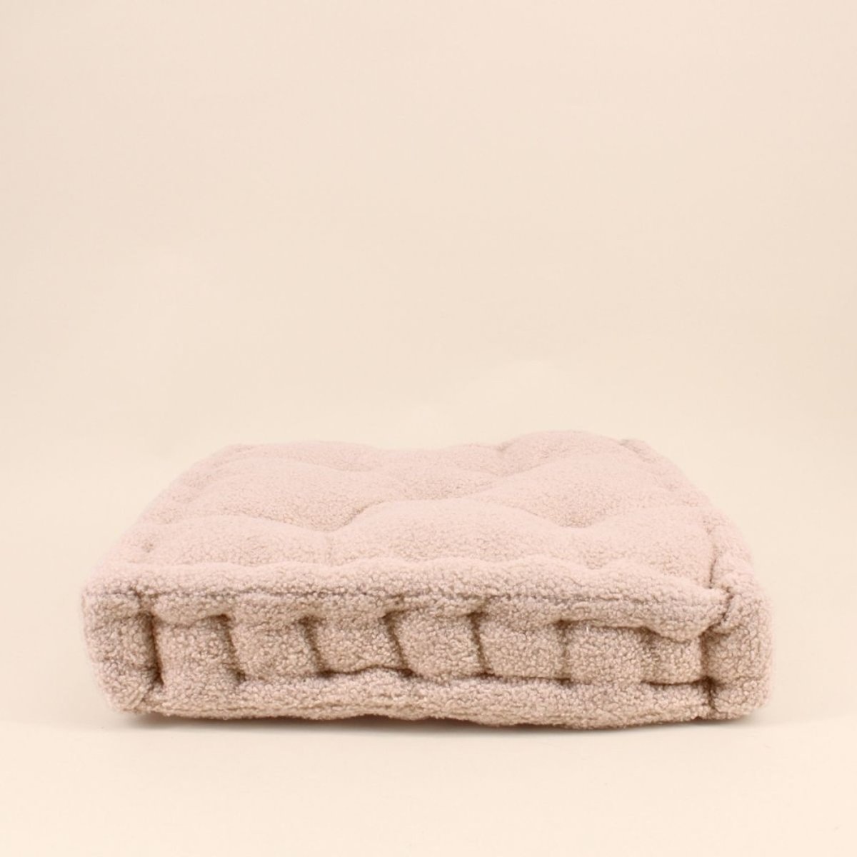 Coussin de sol tissu bouclette 40x40cm beige, ORNAMI