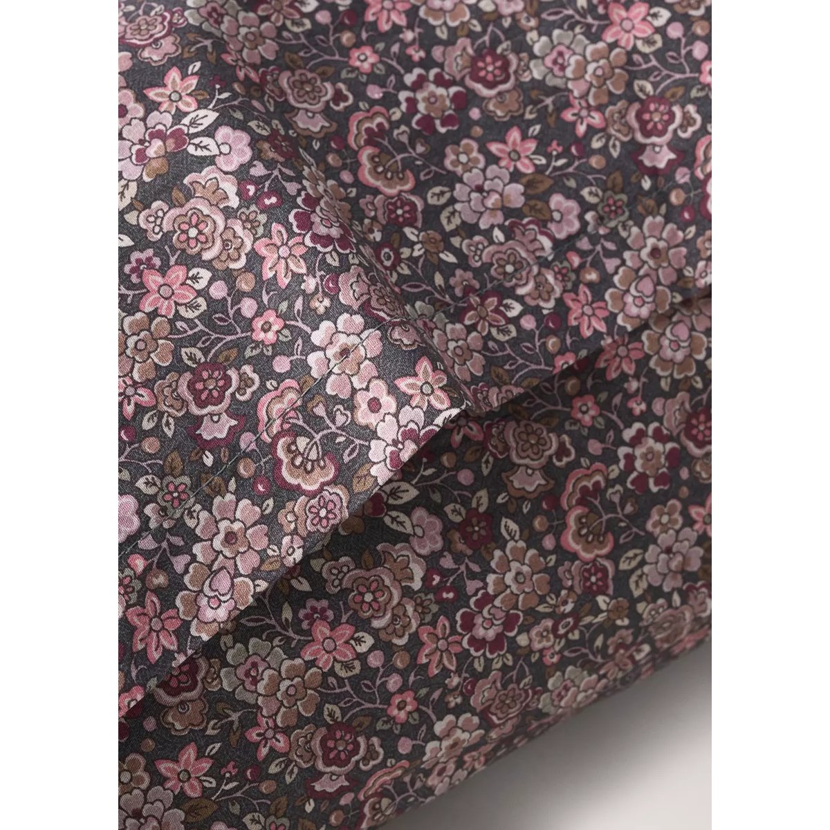 Taie d’oreiller 100 % coton floral 50 x 75 cm prune, MANGO HOME