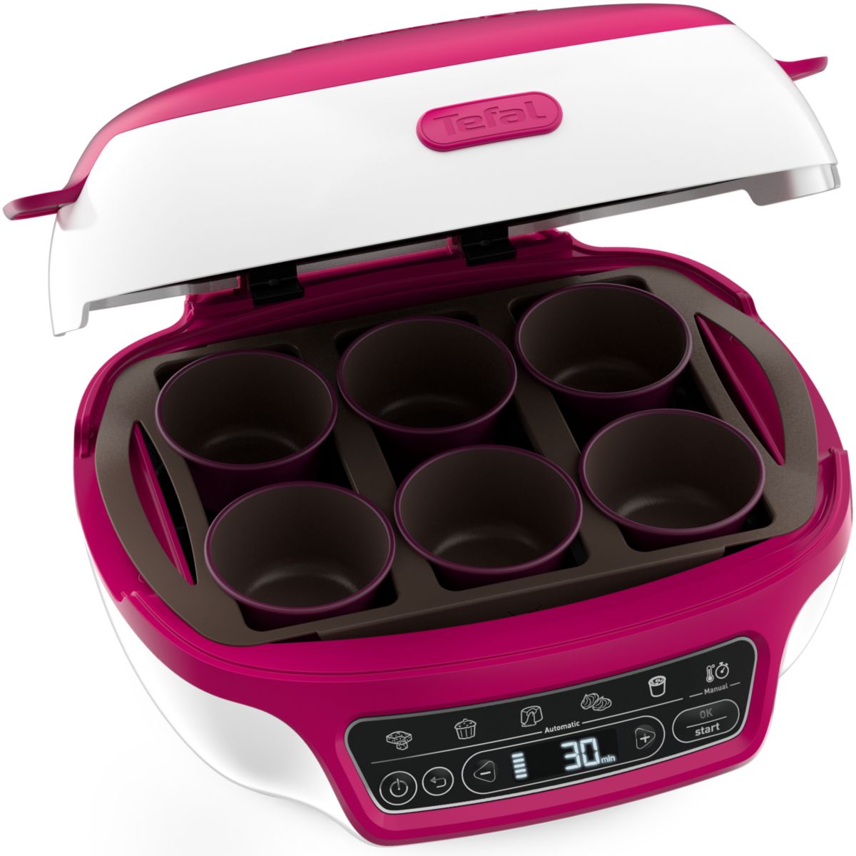 Machine à gâteaux Cake Factory Délices KD810112 blanc et rouge framboise, TEFAL