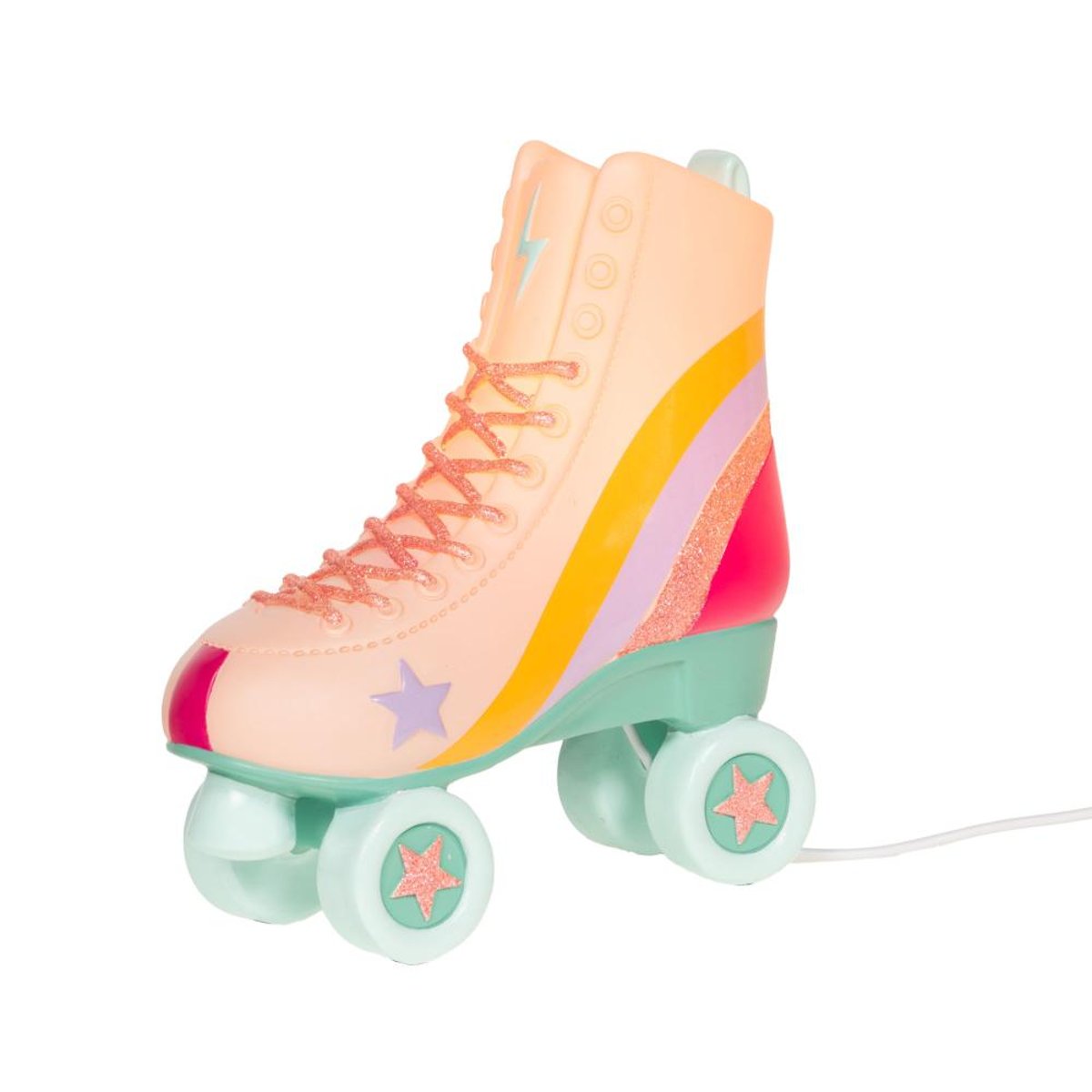 Veilleuse Patin à roulettes en résine sur secteur rose, AMADEUS