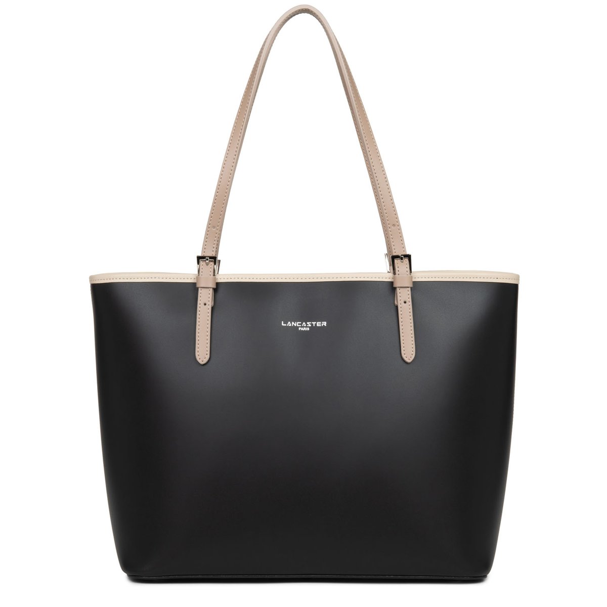 Sac cabas cuir SMOOTH noir - nude clair - nude foncé, LANCASTER