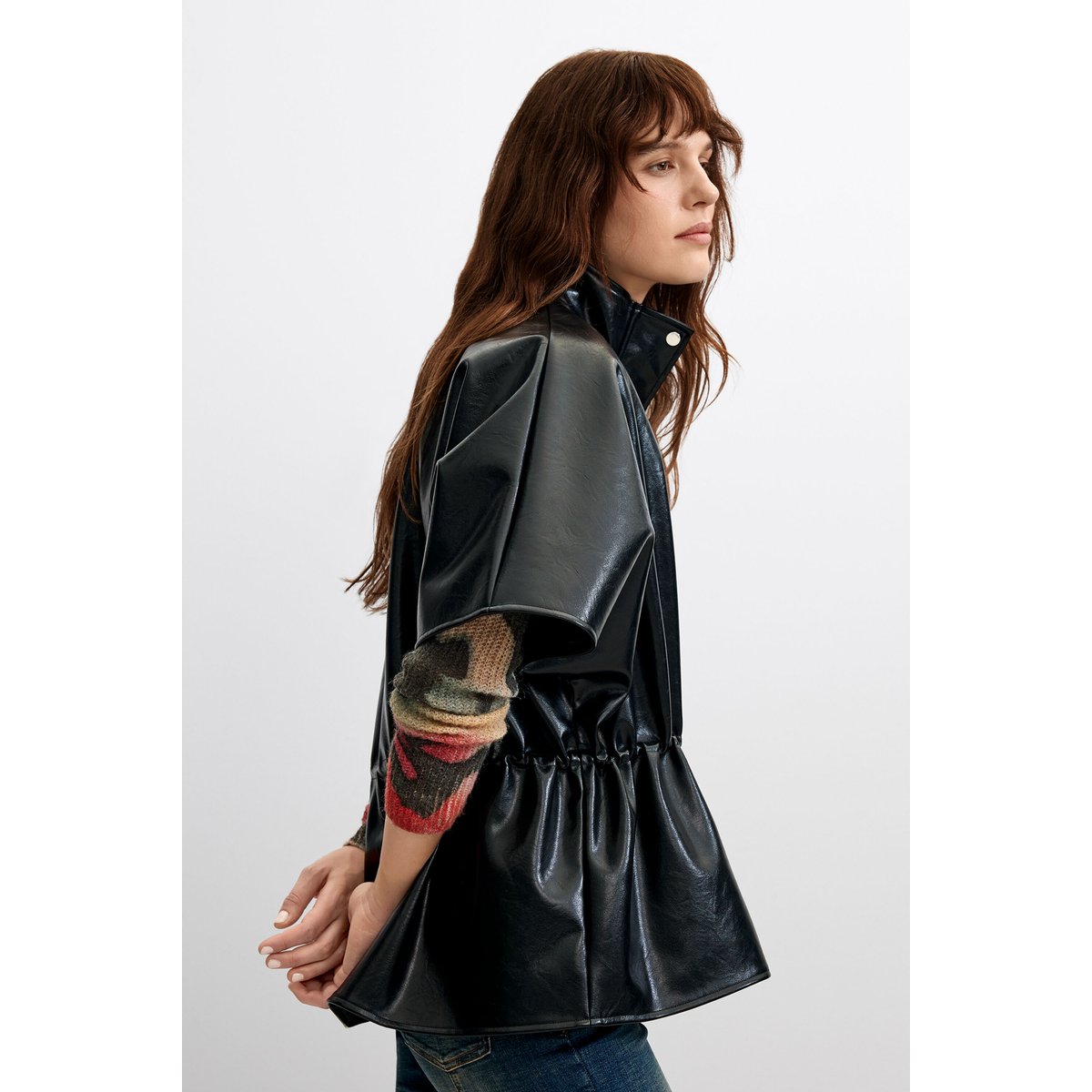 Poncho effet cuir noir, DESIGUAL