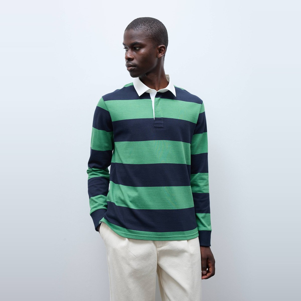 Polo manches longues rayé en coton interlock BIO GOTS spring, MONOPRIX