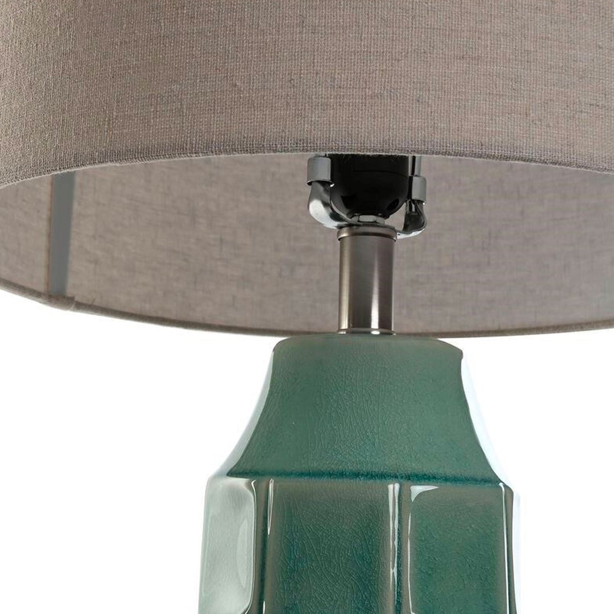 Lampe à poser en céramique verte et abat-jour lin beige 38x38x71cm vert, WADIGA