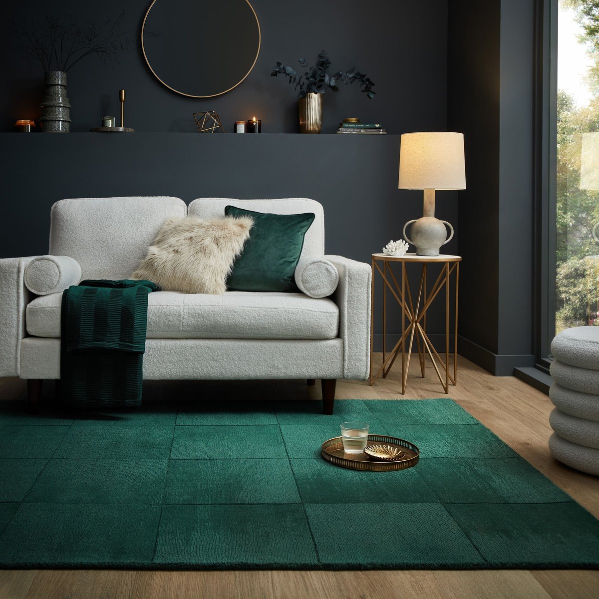 Tapis salon et chambre moderne en laine CARVO vert, NOVATREND