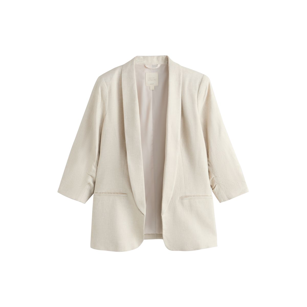 Veste en lin majoritaire à manches froncées naturel, NEXT