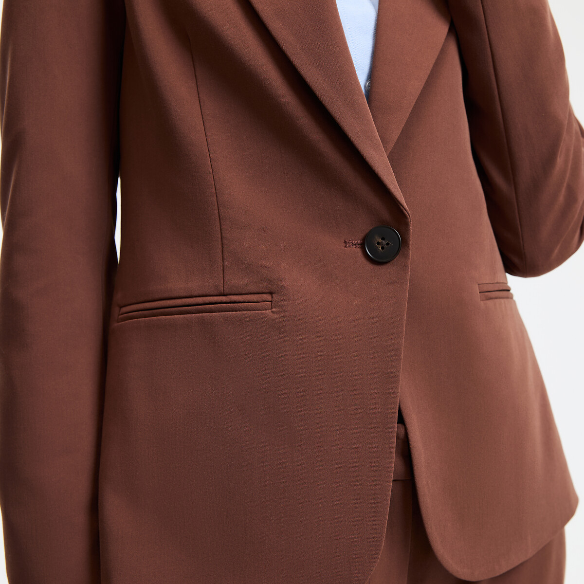 Chaqueta blazer de corte entallado con una sola fila de botones marrón, LA REDOUTE COLLECTIONS