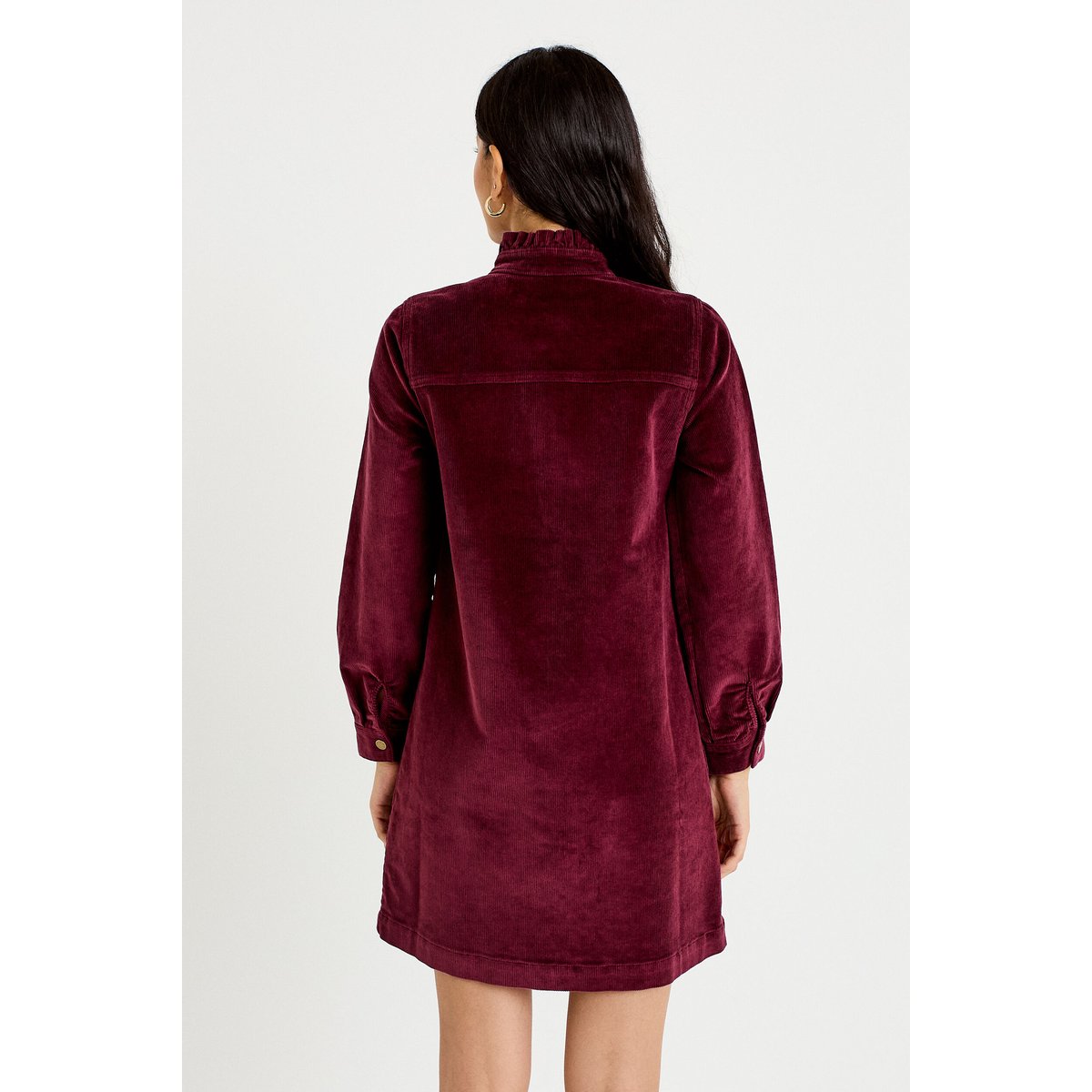 Robe droite velours col montant bordeaux, CACHE CACHE