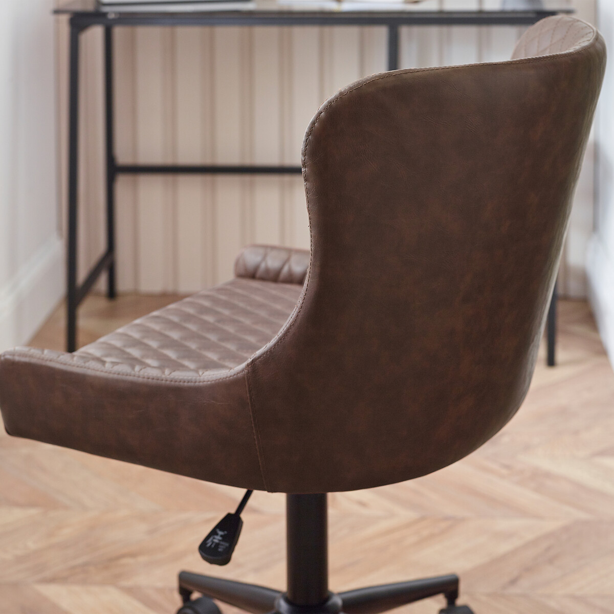 Kenton Faux Leather Quilted Office Swivel Chair brown              , SO'HOME