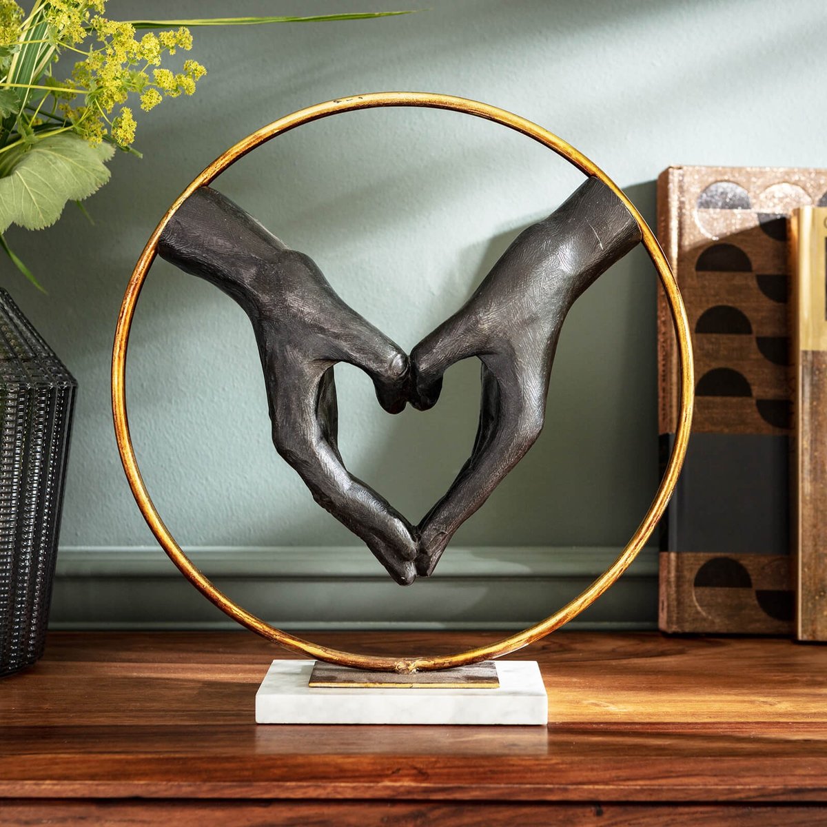 Déco mains coeur, ELEMENT bronze, KARE DESIGN
